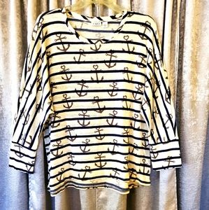 Nautical knitted top with anchors